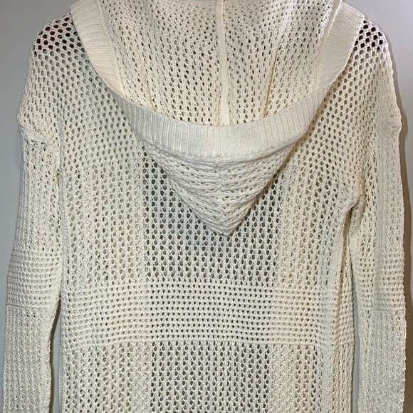 GAP long open knit hooded open front Cardigan White - Picture 8 of 15